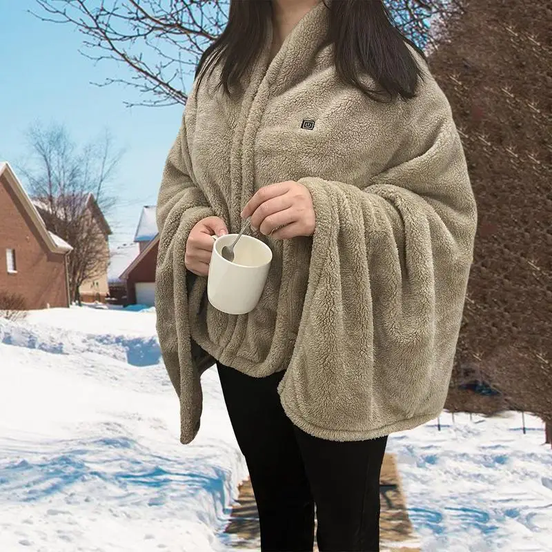 

Регулируемое трехскоростное одеяло с подогревом из искусственного кроличьего меха накидка на молнии удобный уличный Кемпинг пеший Туризм теплый жилет с подогревом USB