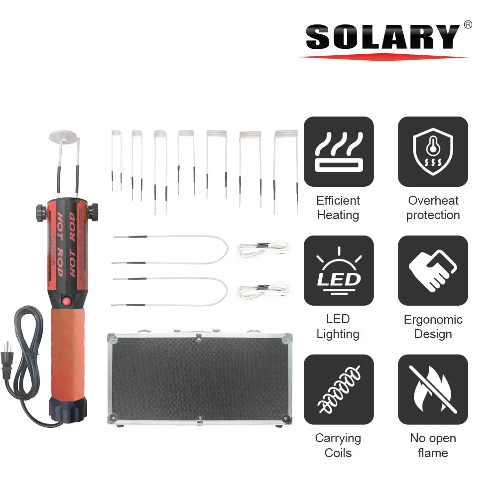 

Solary Induction Heater Kit - Hand Held Heat Induction Tool Kit with 12 Coils for Rusty Screw Removing,1200W 110V