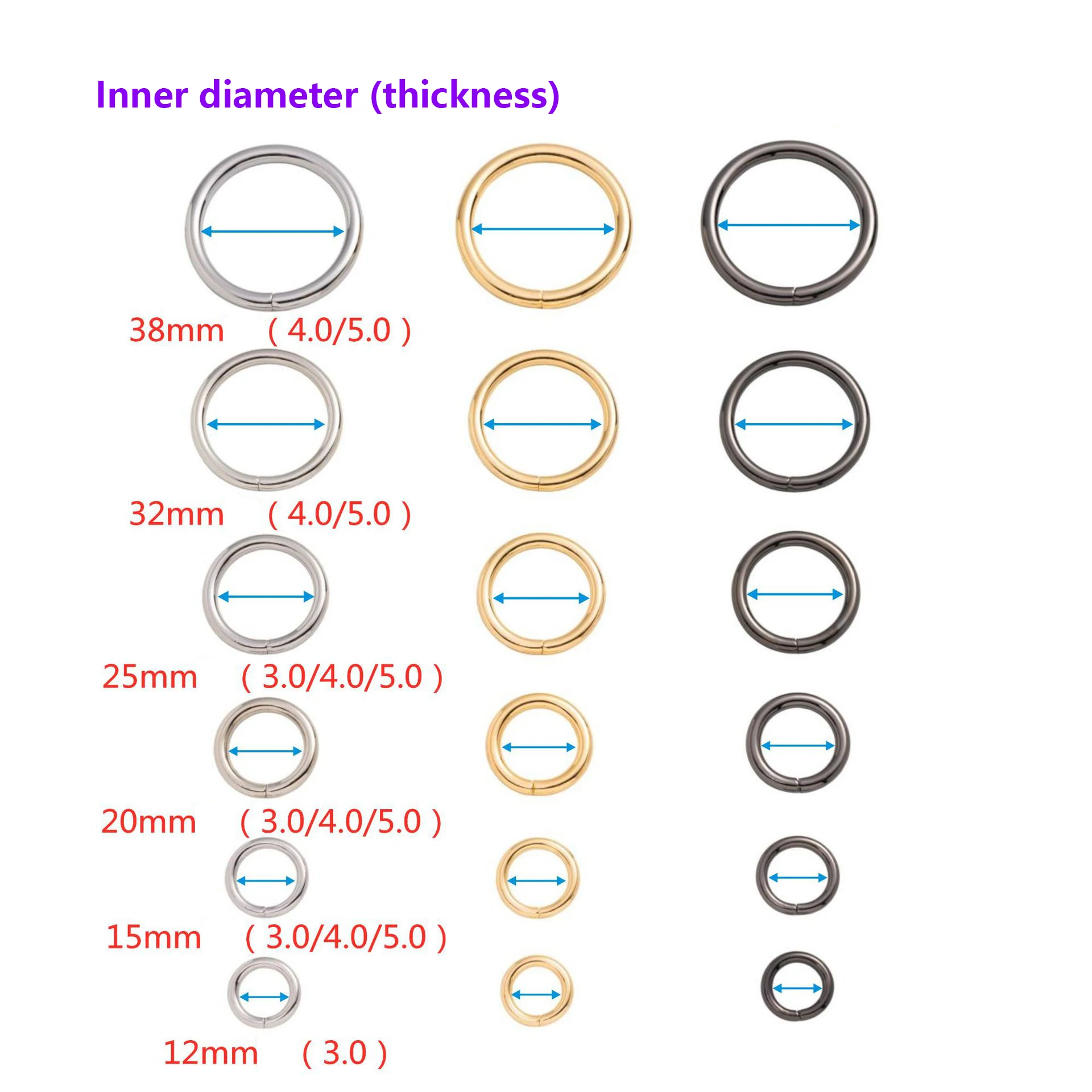 50 Pz O Ring Filo Di Ferro Cerchio Luce Oro Borsa Accessori Nichel Hardware Pistola Cinturino In Metallo Nero Durevole Clip Da Cintura Presa Di Fabbri