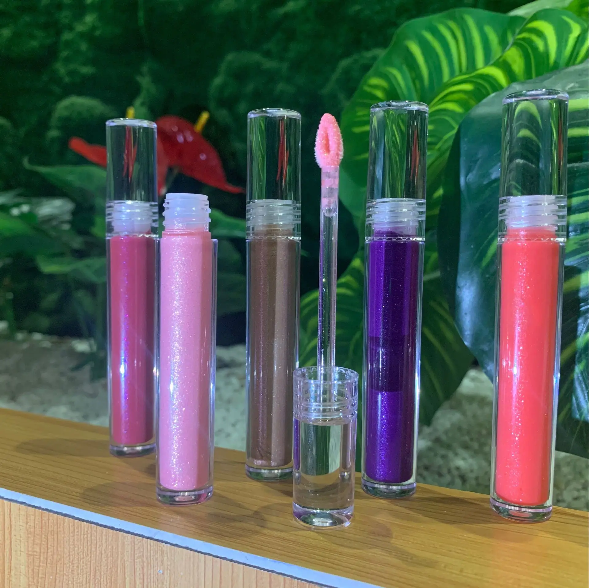 24 Color Transparent Pearlescent Round Tube Private Label Lip Glaze