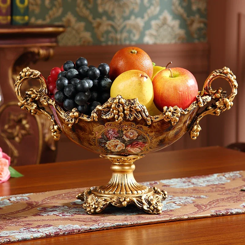 

European Luxury Fruit Plate Resin Accessories Restaurant Dining Table Figurines Crafts Home Livingroom Desktop Furnishing Decor