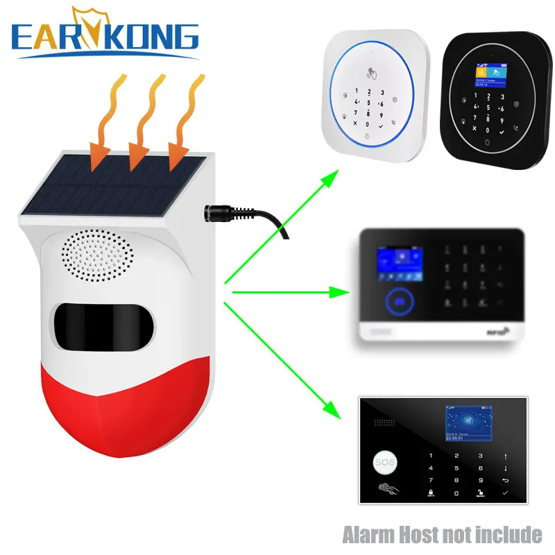 Siren Alarm Home Alarm System Solar Siren Solar Siren Alarm Wireless Solar Strobe Siren 433MHz Waterproof Outdoor Motion Alarm Just For Our G50 / T90 Home Burglar Wifi GSM Alarm System