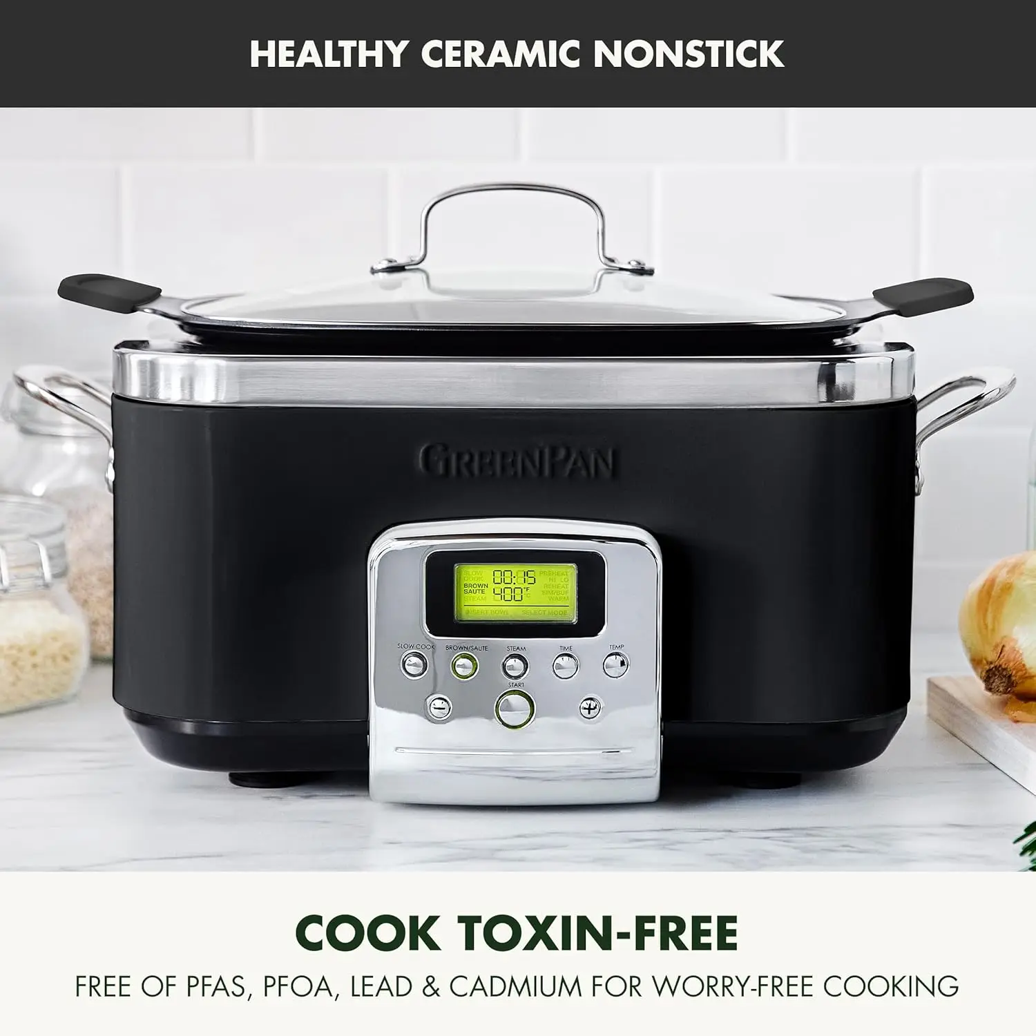 Elite 8 - in -1 Programmable 6QT Electric Slow Cooker, Dishwasher Safe Lid & Removable Crock, PFAS-Free Healthy Ceramic Nonstick 2