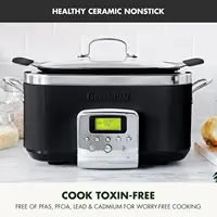 Elite 8 - in -1 Programmable 6QT Electric Slow Cooker, Dishwasher Safe Lid & Removable Crock, PFAS-Free Healthy Ceramic Nonstick 2