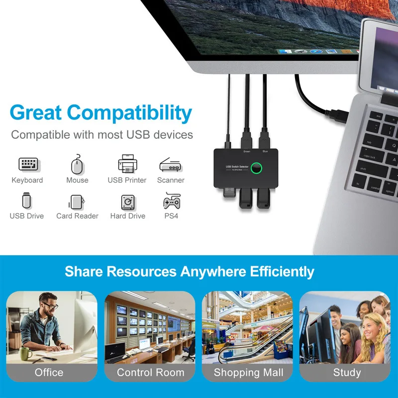 KVM ġ HDMI 2 Ʈ ڽ USB  HDMI ȣȯ ġ 2 ǻ  Ű 콺 , USB Swltch й