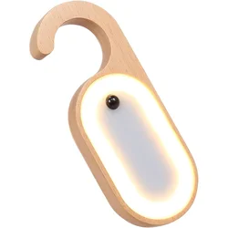 Creative Wooden Message Sensor Light Memo Smart Motion Sensor Night Light USB Rechargeable Door Handle LED Lighting Hook Design