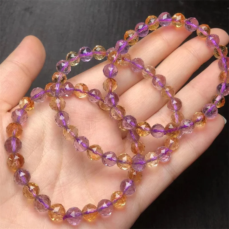 

Natural Faceted Amethyst And Cirtine Ametrine Bracelet Fashion Crystal Jewelry Bangle For Women Healing Holiday Gift 1pcs