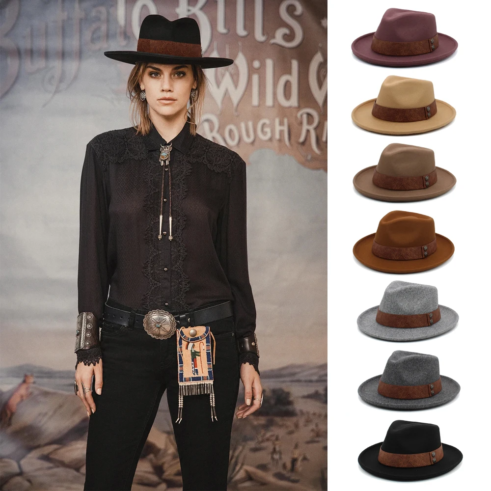 

Men Women Wool Blend Solid Panama Hats Wide Brim Sunhat Street Style Fedora Caps Retro Trilby Travel US Size 7 1/8-7 3/8 UK M-L