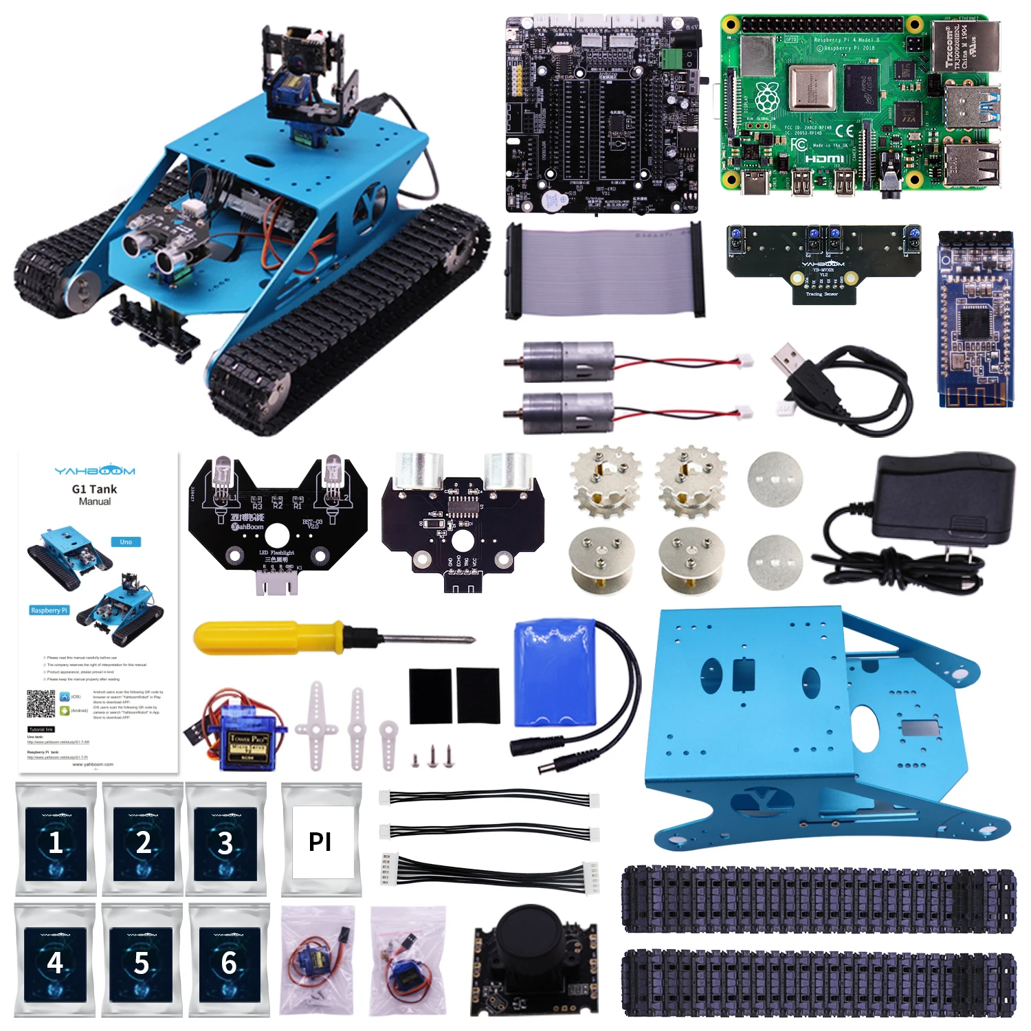 Raspberry-Pi-Tank-Robot-Car-Kit-AI-Vision-Python-Programming-Electronic ...