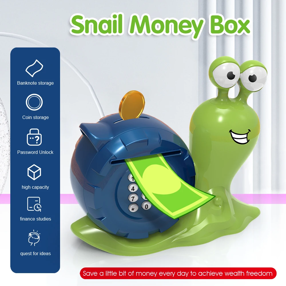 Snail Piggy Bank Cartoon Electronic Money Box Unlocking Password Coin Piggy Bank Safety Saving Money Kid Christmas Toys Gift 2