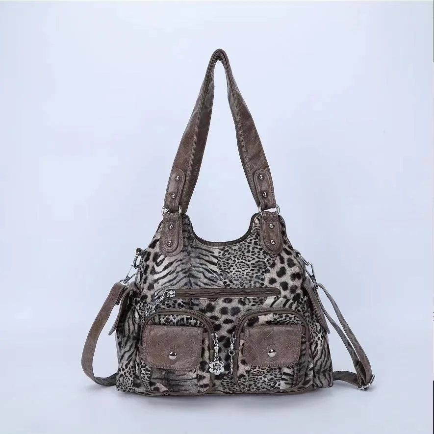 Angelkiss Women Handbags Satchel Top-handle Handbag PU Shoulder Bag Roomy Pocket  Pack Multi-pockets Shoulder Purse Bags AK7557 3