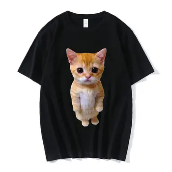 El Gato Meme 슬픈 울고 있는 고양이 먼치킨 키티 Meme 트렌디 그래픽 티셔츠, 유니섹스 패션 반팔 티셔츠, 오버사이즈 스트리트웨어