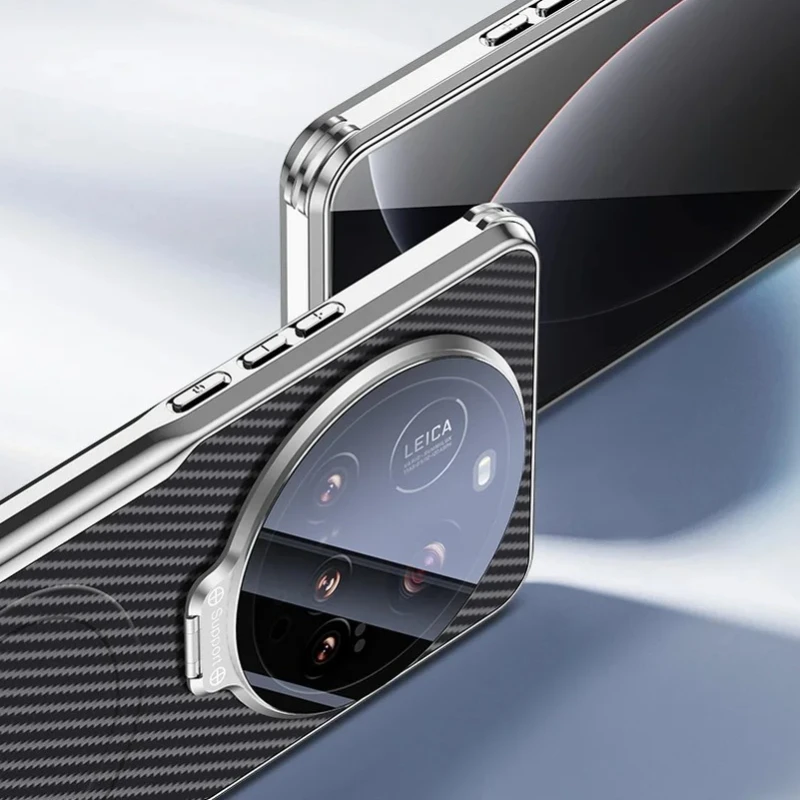Carbon Fiber Texture Phone Case with Magnetic Charging Ring and Anti-Drop Protection