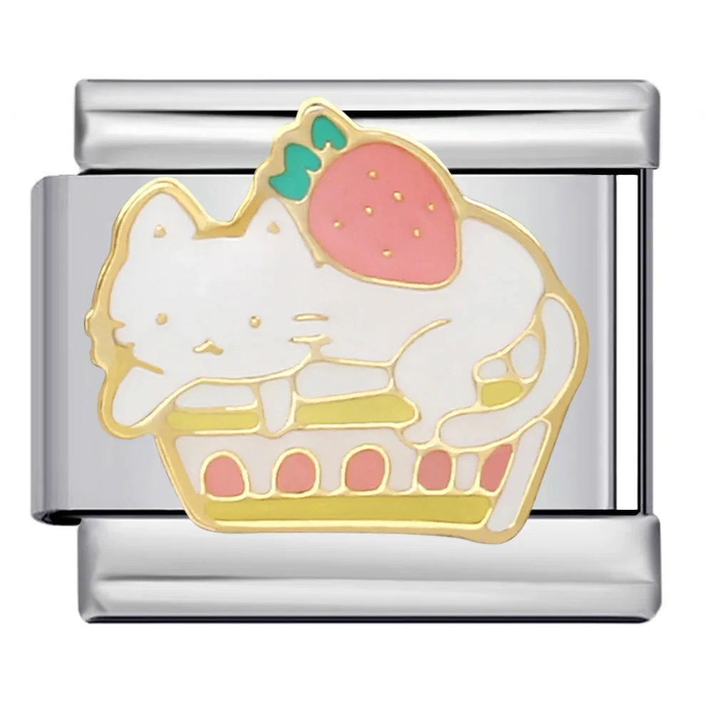 GEMOSA Kawaii Nette Katze Cartoon Italienischen Charme Link Fit 9mm Edelstahl Armband, Die DIY Perlen Mode Frauen Männer schmuck – Detail 4