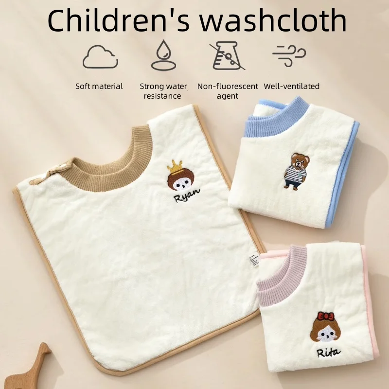 1pc/2pcs children's washcloth Baby soft towel brush teeth wipe face gargle waterproof bib no wet clothes baby face bib