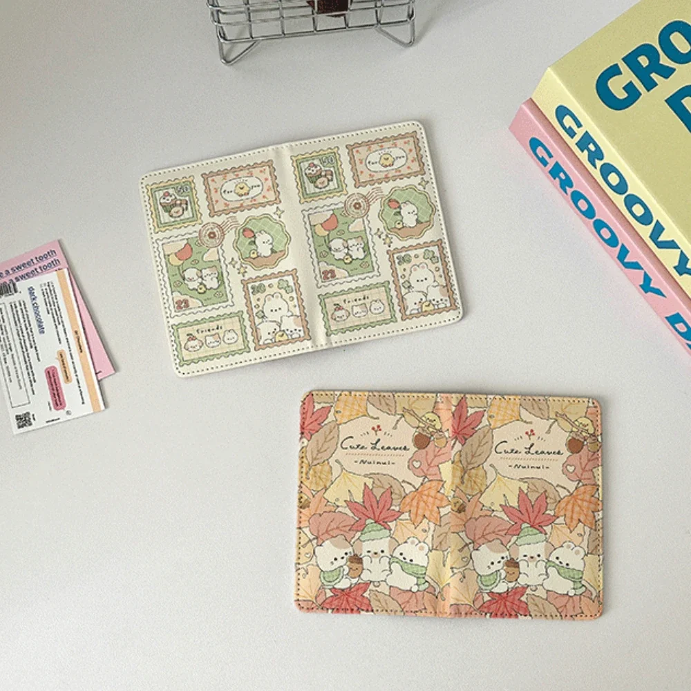 Cartoon Rabbit Passport Holder Pu Leather Multi-function Card Clamp Wallet Waterproof Light-weight Passport Cover Travel Outdoor