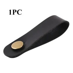 Premium Leather Guitar Headstock Strap with Anti - Slip Locking Clip - Ideal for Ukulele, Bass, and Electric Guitars (BLACK)