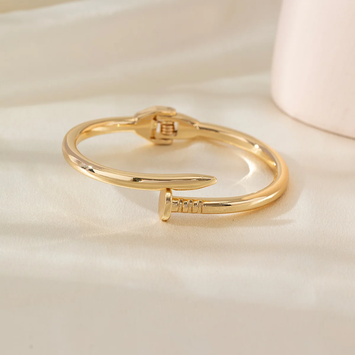 Bangle Bracelet Fashion Round Nail Open Couple Metal for Women Men Jewelry