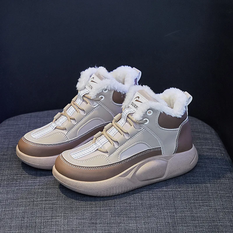 

Winter Safety Shoes Woman Warm Sneakers with Fur Fashion Designer Casual Sports Skateboard Shoe Lady Comfort Snow Boots Footwear