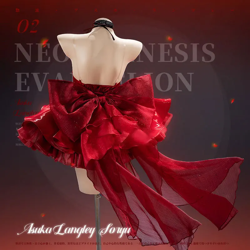 Neon Genesis Evangelion Asuka Langley Soryu Red Evening Dress Cosplay Costume