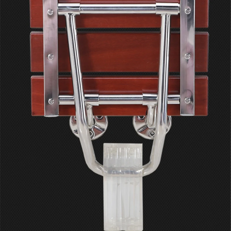 Solid Wood Waterproof Bath Stool  WallMounted Folding Shower Chair, Multifunctional Shoe Changing Seat, Durable Bench 4