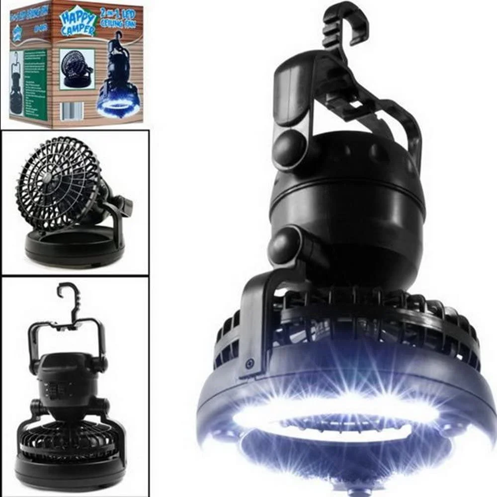 

2 In 1 Portable LED Outdoor Camping Tent Lamp With Fan 18 LED Flashlight For Outdoor Hiking Fishing Outages And Emergencies Tent