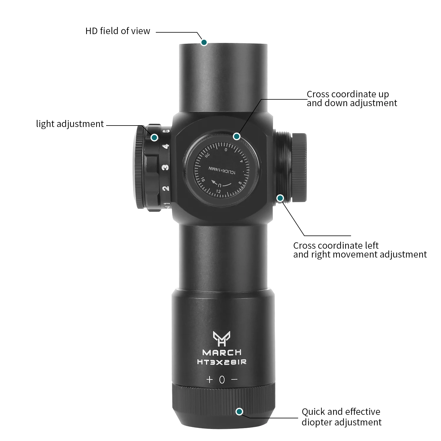 Rifle Scope MARCH HT 3X28IR Tactical Airsoft Riflescope