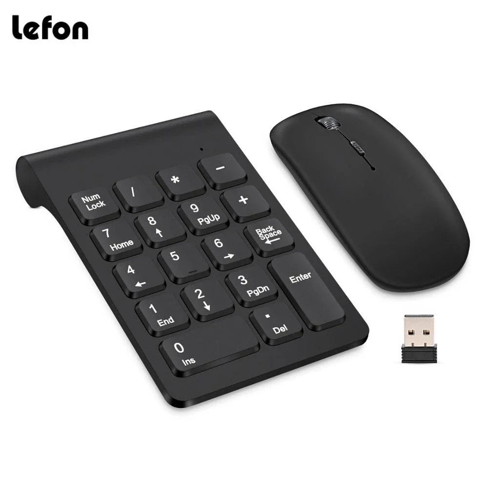 korean computer keyboard Lefon Wireless Keyboard Mini Digital Number Numeric Keypad Accounting Bank 18 Keys Keypad Mouse Set For Laptop PC Notebook computer keyboard computer peripheral