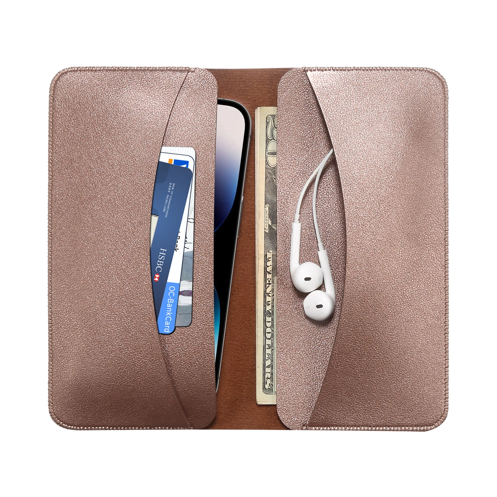 Luxury Leather Dual Phone Pouch Book Case Handbag - Men's Wallet Bag Cover