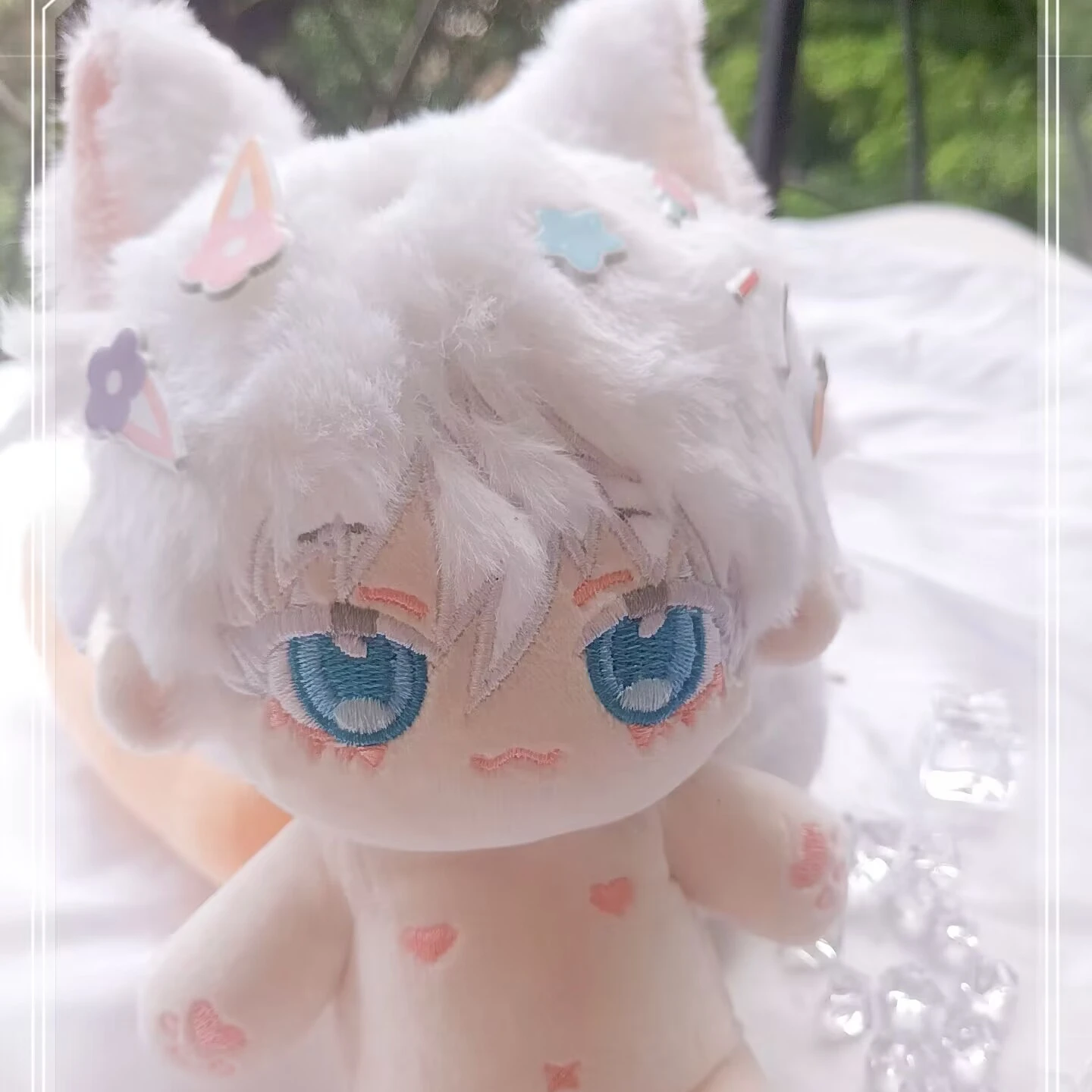 

20cm Japan Anime Jujutsu Kaisen Gojo Satoru Beast Ear Tail Plush Stuffed Doll Change Clothes Plushie Toy Cosplay Fans Xmas Gift