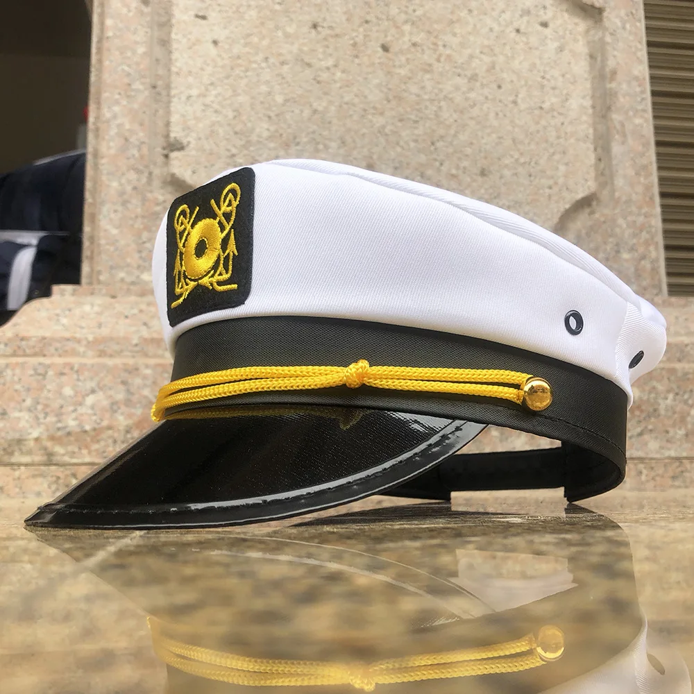 Y2K Navy Marine Admiral Men Women Adjustable Ship Sailor Cap Yacht Boat  Captain Visor Funny Party Hats Adult Costume Performance