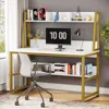 Computer Desk with Hutch, 47 inches Home Office Desk with Space Saving Design with Bookshelf for Small Spaces 1