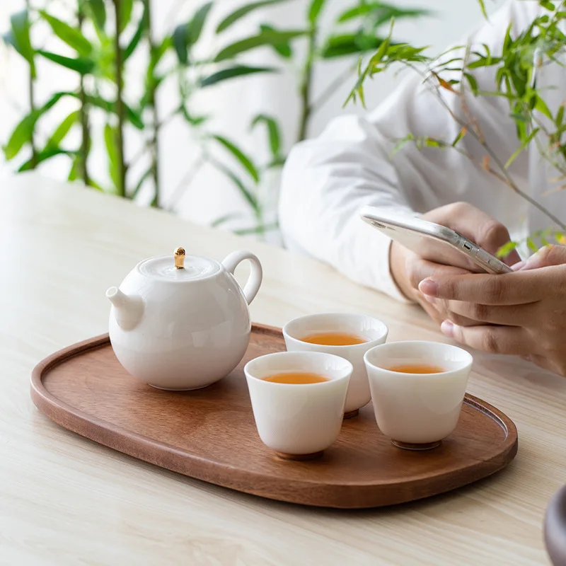 Walnut wood rectangular tray dry bubble tea tray cake bread breakfast snack tray hotel supplies restaurant tea tray 4