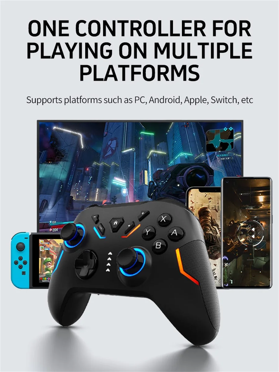 NE Wireless Switch Pro Controllers Gaming Controls with Turbo RGB Joystick for Nintendo Switch/Lite/OLED/Android/iOS/PC/Gamer game joystick gaming controller