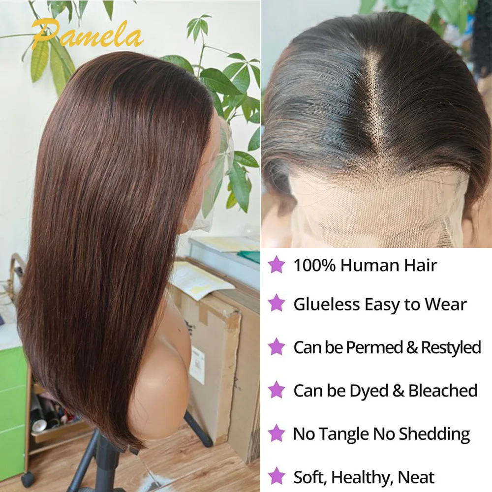 250% Density Short Bob Bone Straight Ombre 1b/4 Colored Wig For Women 13x6 Transparent Lace Frontal Human Hair Wig Preplucked