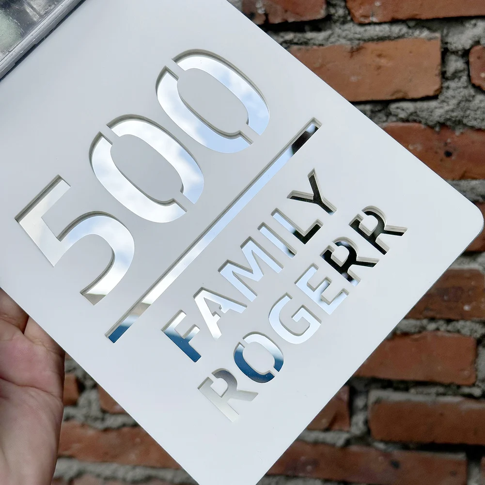 House number signs house numbers number plate External House Numbers Solar Light Motion Sensor Exterior Door Number Matte Acrylic 3D Laser Cut Outdoor House Number Plate