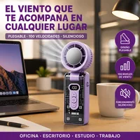 Ventilateur portable rechargeable avec refroidissement par semi-conducteur, 100 vitesses réglables, batterie de 1800 mAh et écran numérique LED, mini ventilateur pliable USB Type-C à main. 6