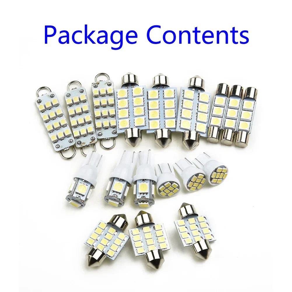 18-Piece Ultra Bright White LED Interior Car Light Package Kit