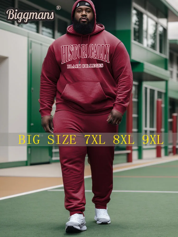 

Biggmans Men's Plus Size Clothing Historically Black Colleges Style Hoodie and Sweatpants Two Piece Set 4XL 5XL 6XL 7XL 8XL 9XL