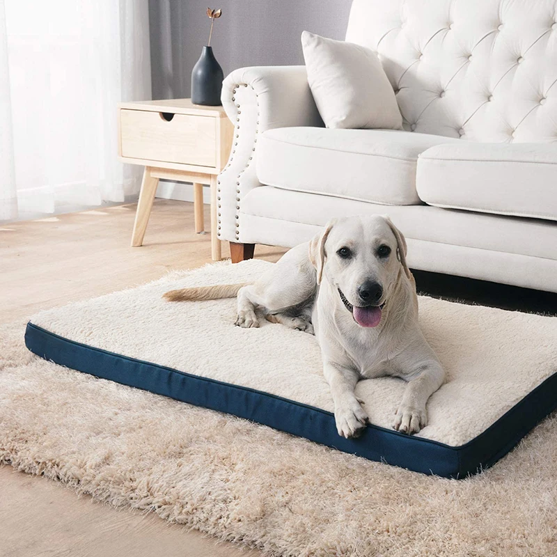 Plush Memory Foam Dog Bed for Large Dogs - Big Pet Bed with Removable and Washable Dog Mattress - Nonslip Egg Kennel Pad and Cat Sofa