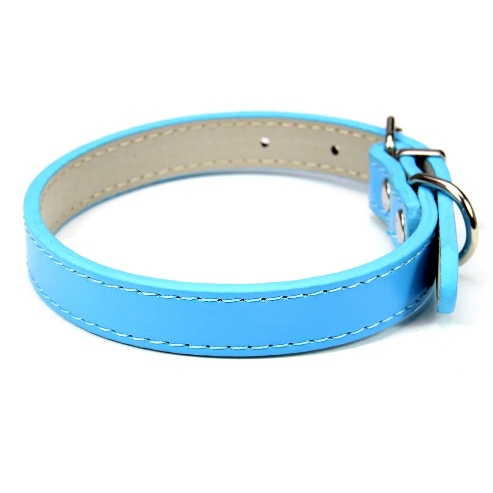 soft leather solid dog collar adjustable puppy neck strap safe collars for small medium big dog kitten necklace cat accessories
