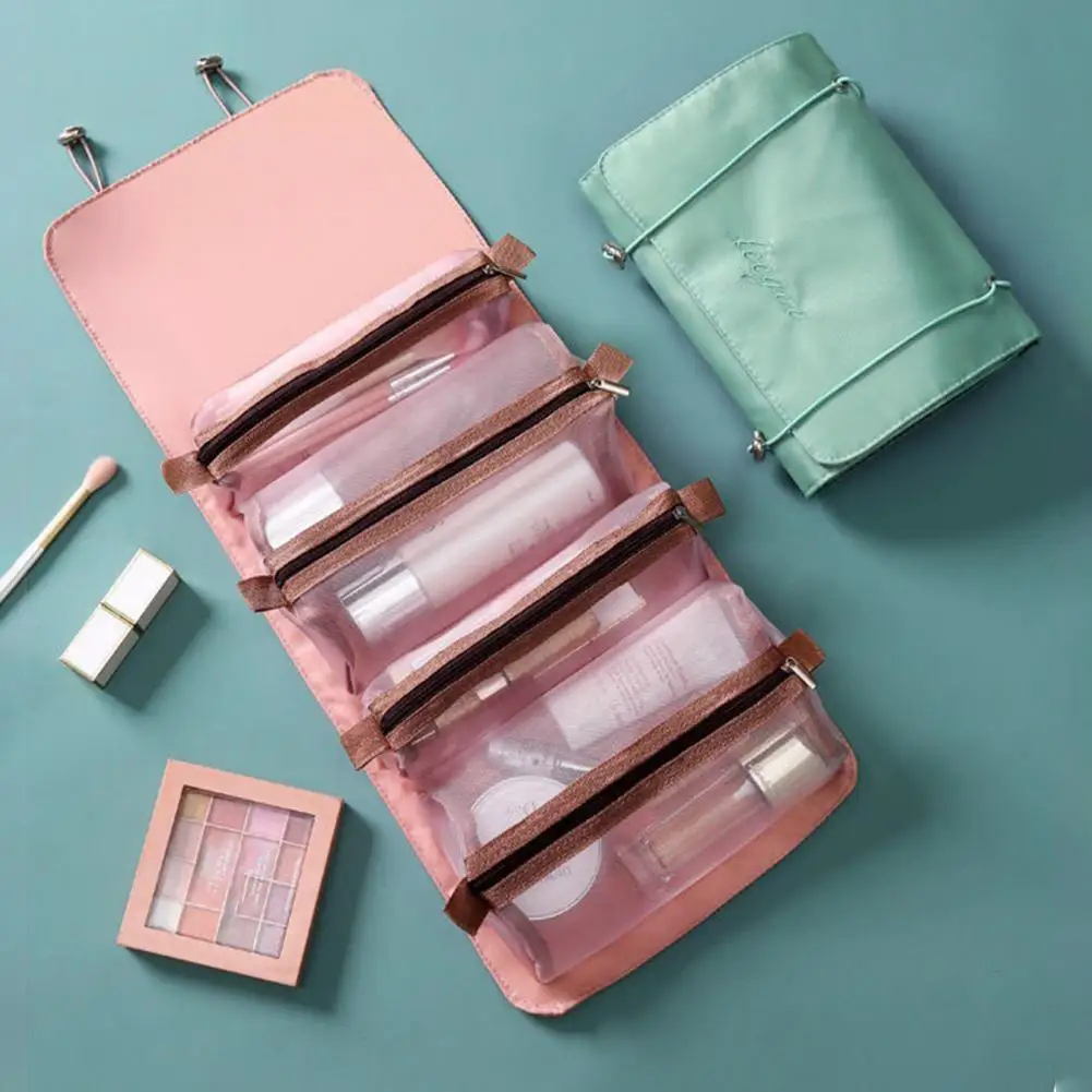 

Makeup Bag High Capacity Portable Dust-proof Folding 4 in 1 Mesh Separable Cosmetics Pouch for Daily Use