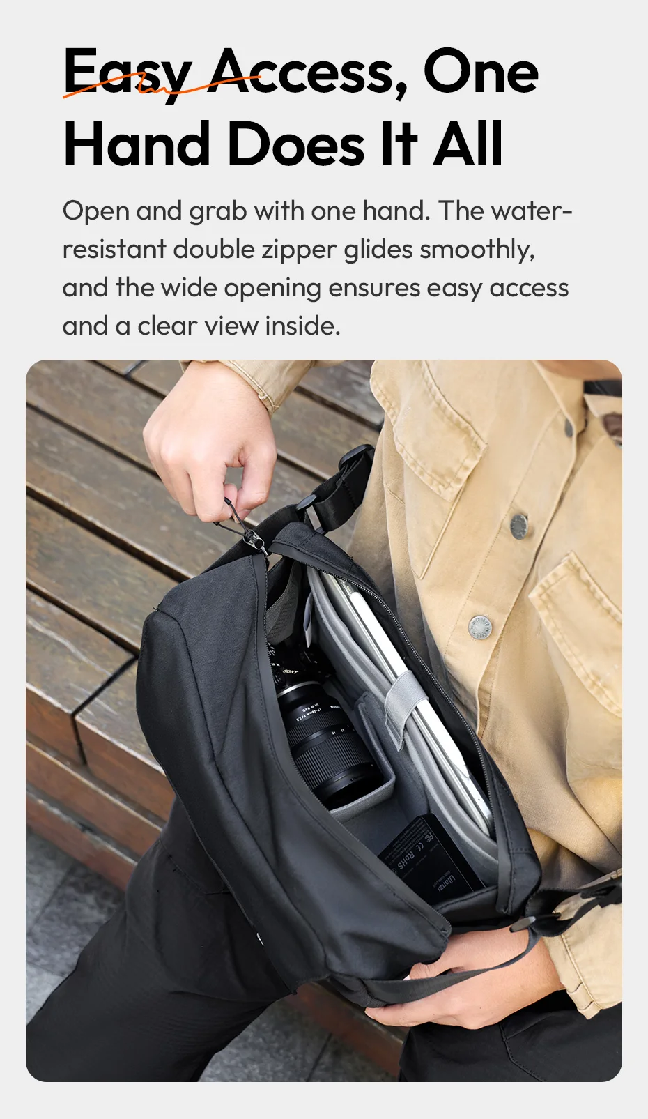 ulanzi BP11 Crossbody Kamera 9L Kapazität Schulter Smartphone Fotografie Digital SLR Für Sony Canon Nikon Schulter Tasche_voghion.com