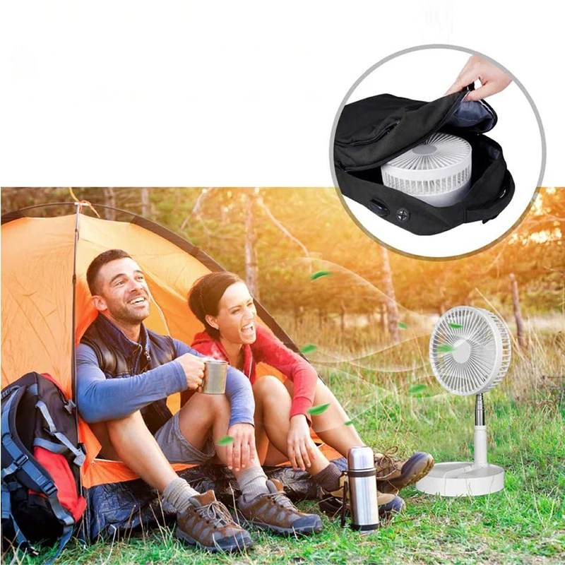 Foldable Telescopic Wireless Portable Desk Fan Usb Rechargeable Built-In Battery Oscillating Standing Air Cooling Fan 2