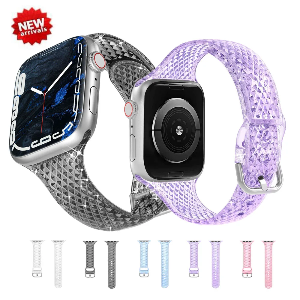 

TPU Strap for Apple watch band 45mm 44mm 42mm 41mm 40mm 49mm clear bracelet wristband for iwatch UItra 8 7 6 5 4 3 2 SE Belt