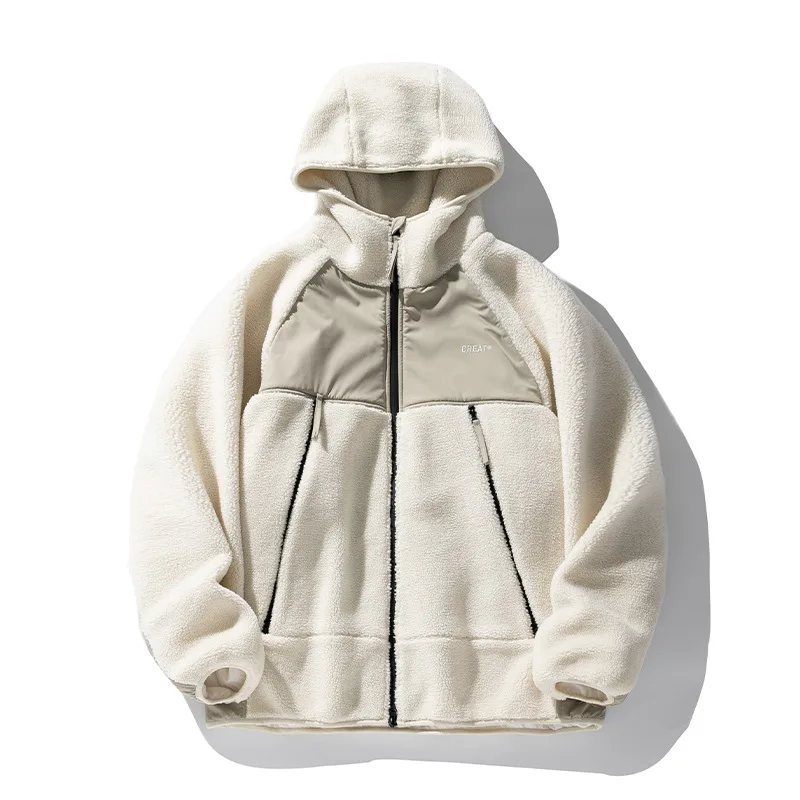 

Winter Thickened Cotton Jacket Men's Vintage Warm Thickened Lamb Velvet Hooded Jacket Men's