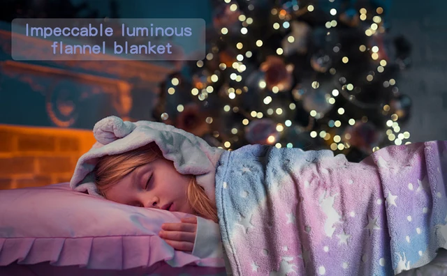Glow in The Dark Throw Blanket for Kids Unicorn Soft Fuzzy Flannel