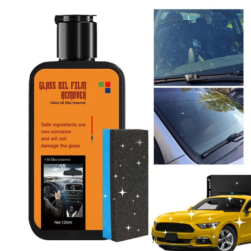 

Glass Oil Film Remover Water Stain Windshield Removal Paste 120ml Powerful Car Window Cleaner Oil Filler Hydrophobic Car Glass