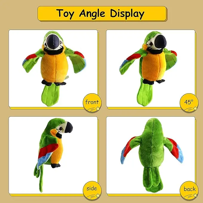 Talking Parrot Plush Pal Repeat What You Say Macaw Stuffed Animal Electronic Record Interactive Animated Bird Shake Wings 5
