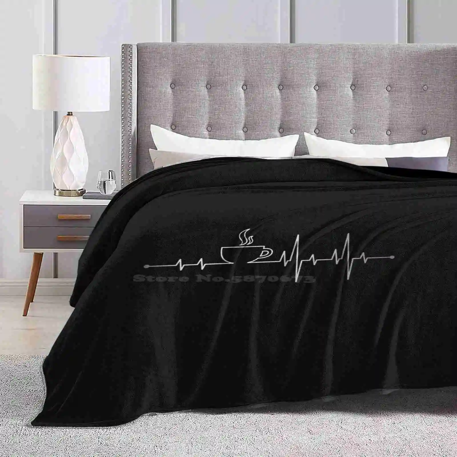 Coffee Heartbeat Fashion Soft Warm Throw Coperta Espresso Latte Capuccino Coffee Shop Coffee Bean Black Coffee Pulse Ekg